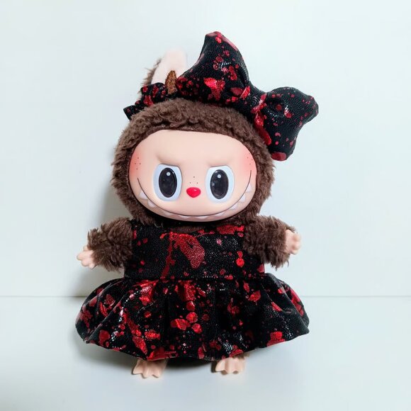 Labubu Metallic Blood Splatter Spooky Dress with Matching Bow Outfit - Picture 5 of 6